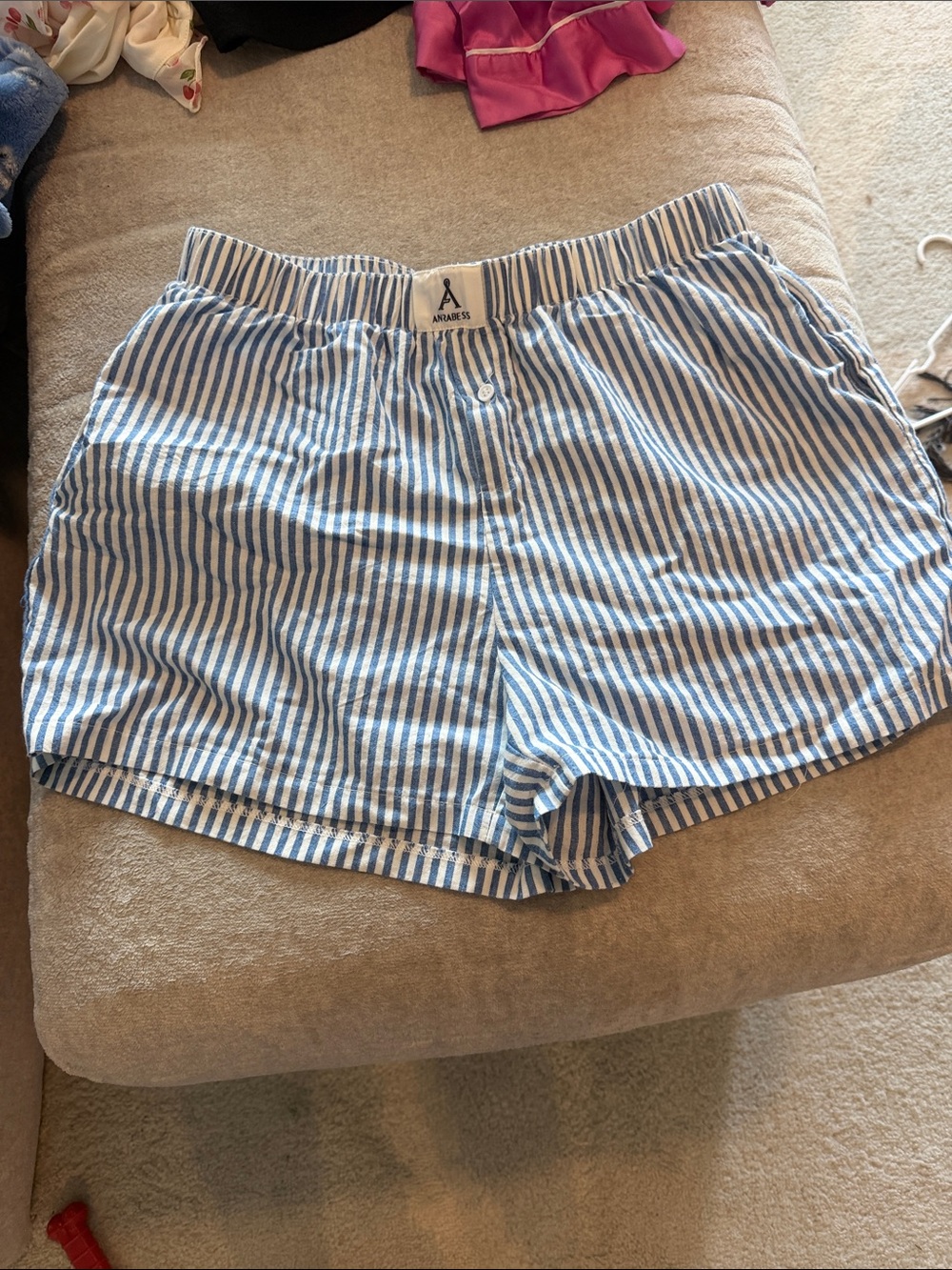 Blue & White Striped Cotton Boxer Shorts -l